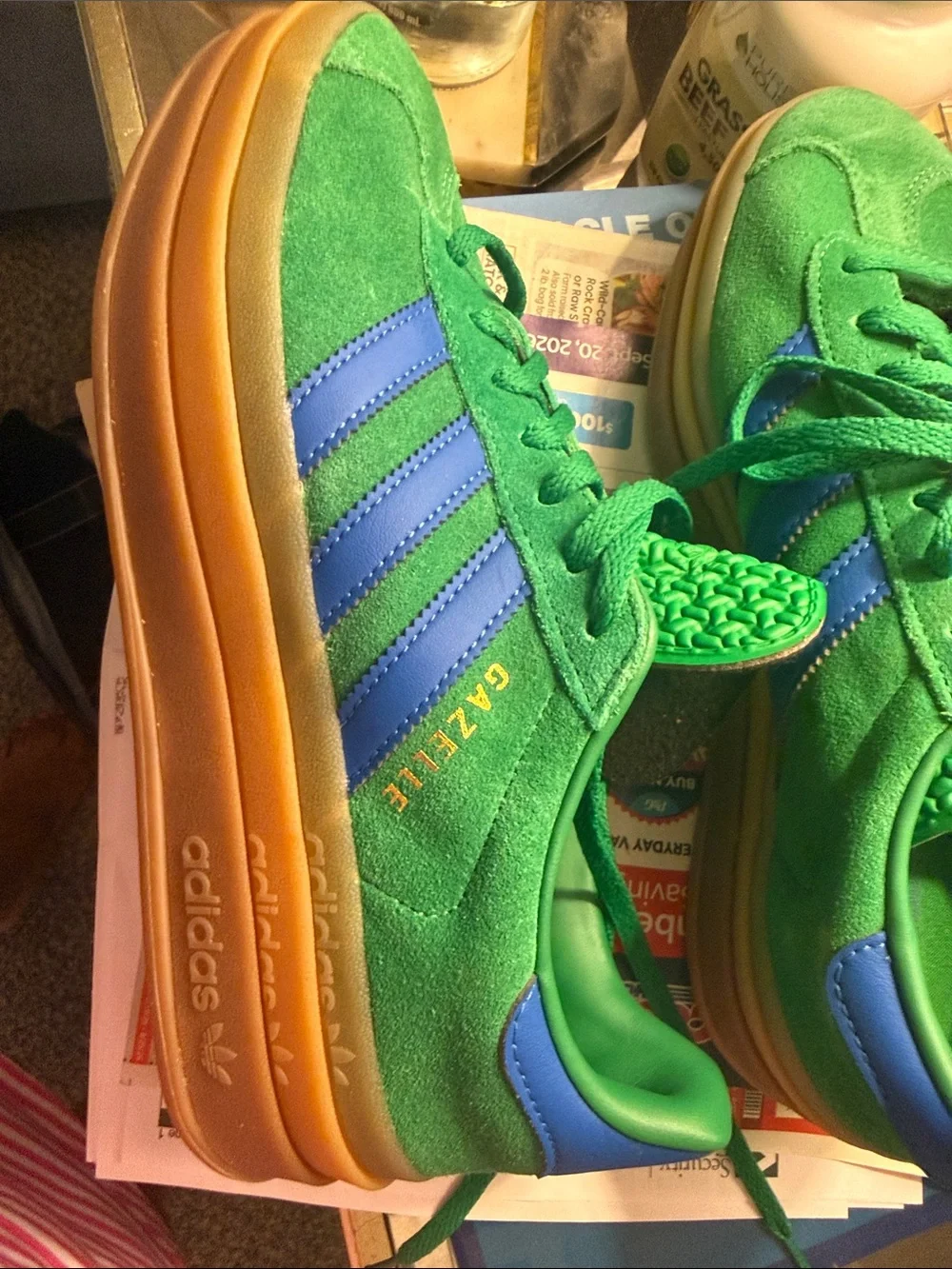 adidas Bright Green Sneakers with Blue Accents